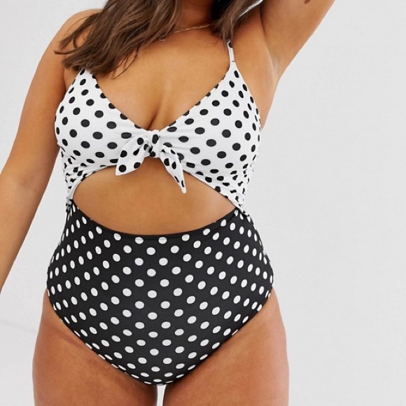 Modcloth Other - ModCloth Siena Black & White Polka Dot Swimsuit 1X